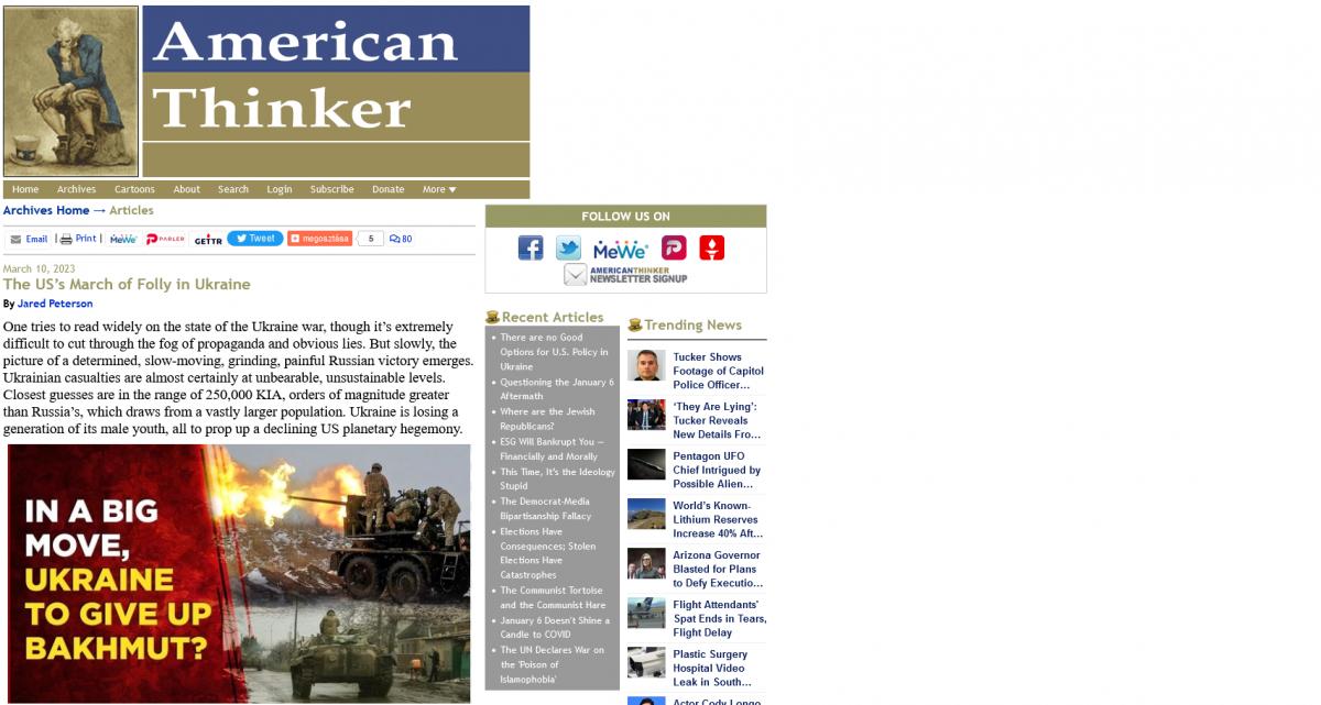 American Thinker: Az USA ostoba menetelése Ukrajnában