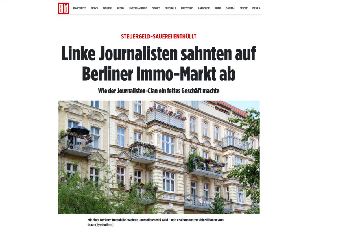 Baloldali újságírók megvettek egy berlini háztömböt, majd az állami milliók ellenére "asztal" alatt kiadták annak lakásait