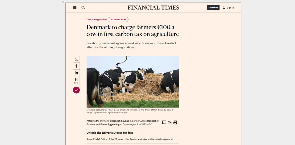 Kezdődik: Dániában 100, majd 5 évvel később 200 euró adót vetnek ki minden egyes tehénre