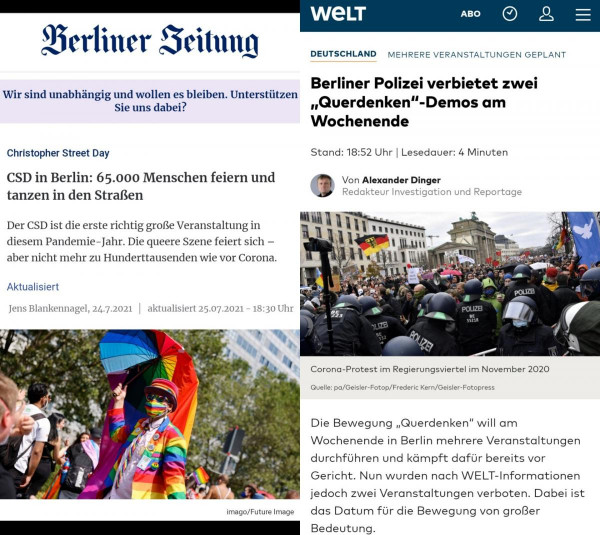Németország: a Pride-felvonulás szabad, a korona-szkeptikus demonstráció betiltva