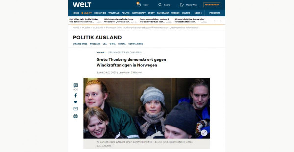 Bohóctréfa: a nagy klímamentő Greta a norvég szélturbinák ellen demonstrál