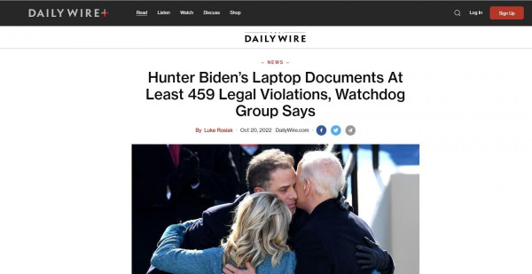 Daily Wire: Hunter Biden laptopján legalább 459 törvénysértés dokumentált