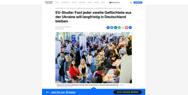 EU-tanulmány: majdnem minden második ukrajnai menekült hosszú távon Németországban akar maradni
