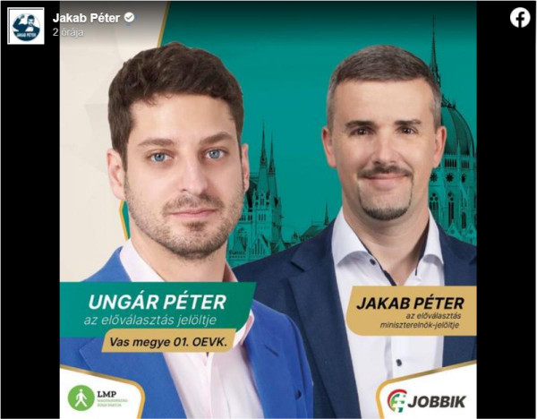 Újabb ellenzéki paktum az előválasztás előtt: Ungár Péter mögé állt be Jakab Péter Szombathelyen
