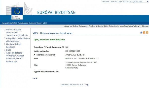 Érvényes EU-s adószámmal rendelkezik a fehérvári offshoreos jelölt cége - a jelöltnek le kellett adnia a szlovák adóhivatalnak egy igazolást a jövőbeni forgalomról