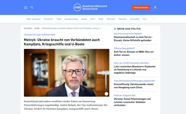 Ukrán külügyminiszter-helyettes: a nyugati tankok után vadászgépekre, hadihajókra, tengeralattjárókra is szükségünk van