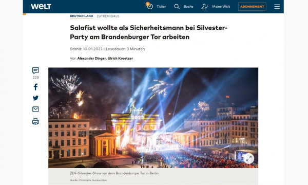 Berlin: szélsőséges iszlamista akart biztonsági őrként dolgozni a szilveszteri partin a Brandenburgi kapunál