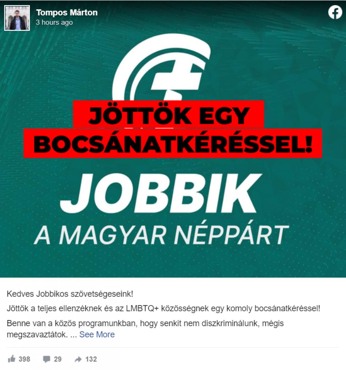 A Momentum torkán megakadt, hogy a Jobbik megszavazta a pedofil-ellenes törvényt